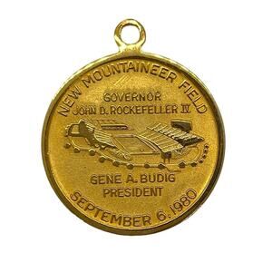 VTG WVU Mountaineer Field Medal 1980 Milan Puskar Stadium Football Charm NCAA